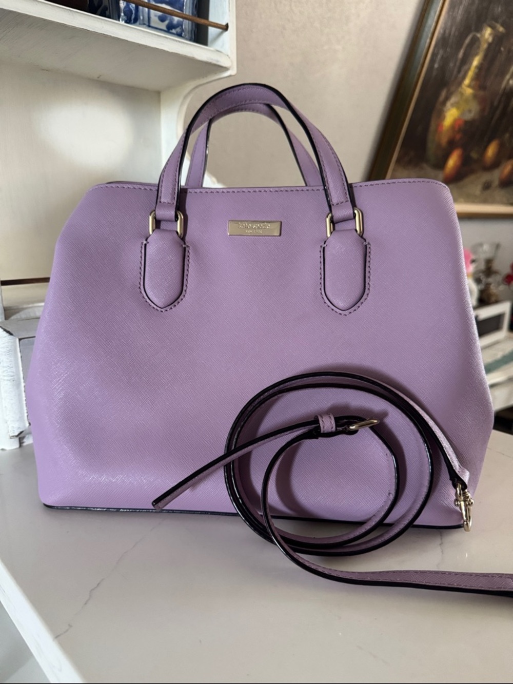 kate spade Lavender Purple Crossgrain Leather Laurel Way Leighann Satchel Bag